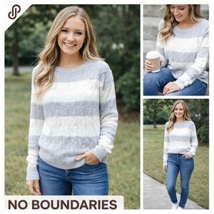 No Boundaries Light Gray Knit Top